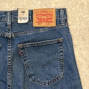 Levis 511 Slim Cut-Off Shorts Men's 33x14 Blue Jean Shorts Stretch Medium Wash